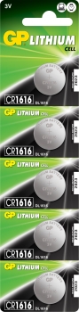 Батарейка литиевая GP CR1616 BL5 (CR1616-C5)