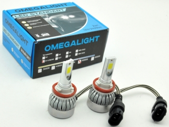 Лампа светодиодная OMEGA LIGHT 12V H11 25W 6000K, 2 штуки 