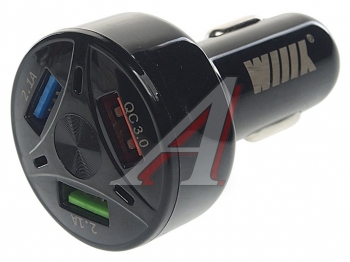 Автомобильное зарядное устройство в прикуриватель с подсветкой  3 USB 12V 