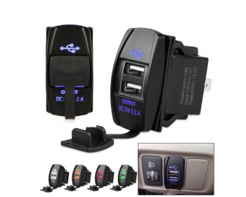 Автомобильное зарядное устройство, 2 USB, 12-24V, 5W, 3,1 А 